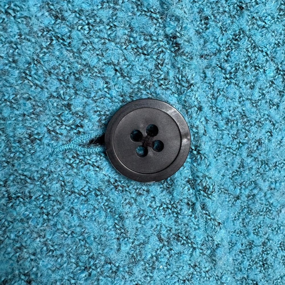 CAbi #186 Teal Boucle Cropped Blazer Jacket Textured 3/4 Sleeve Size 0 - Picture 7 of 9
